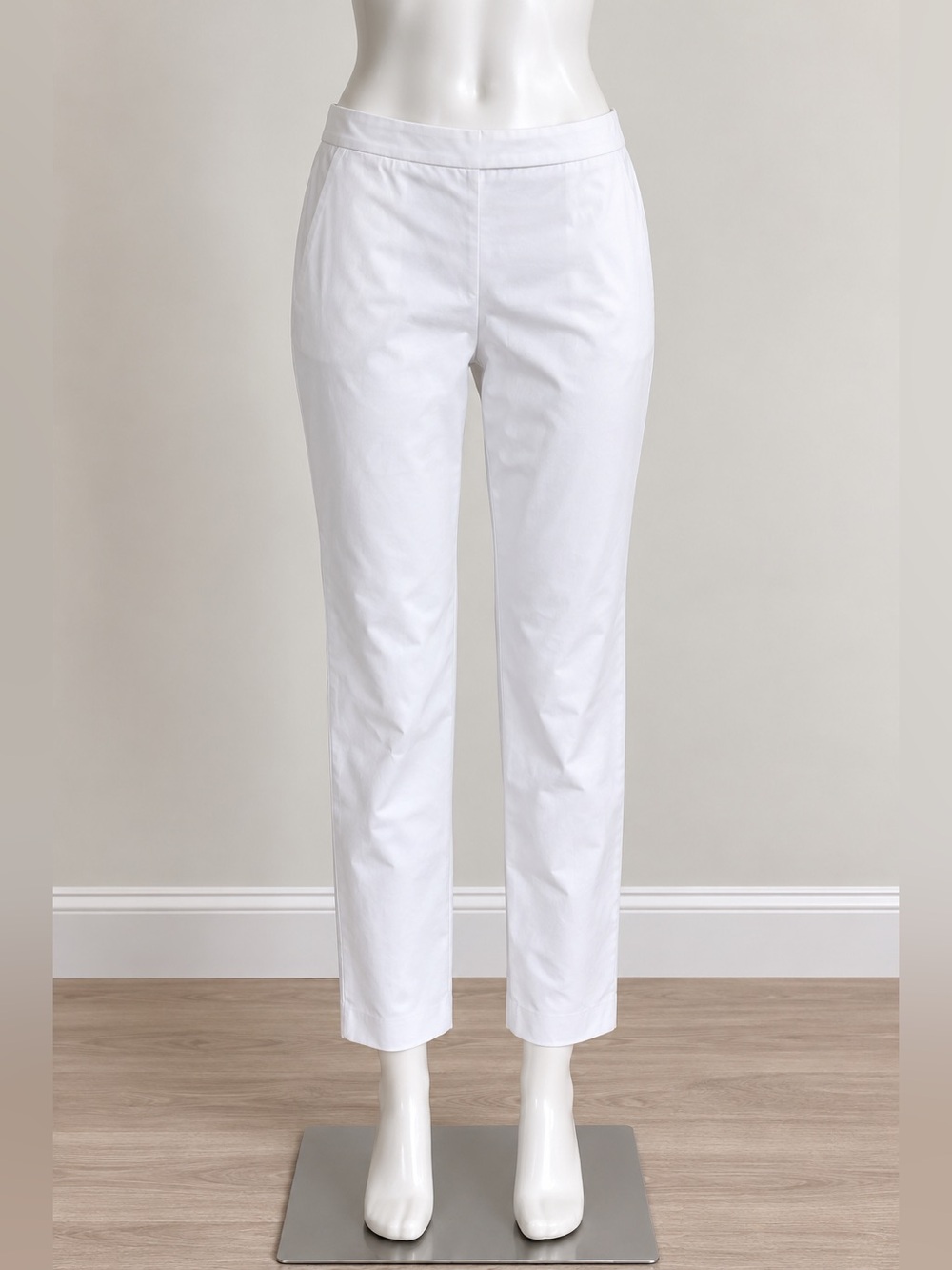 MOSCHINO COUTURE! Luxury Designer White Cotton Cropped Ankle Pants size 6
